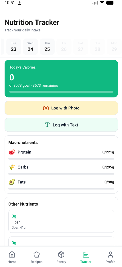 Scan2Meal camera interface showing an open fridge filled with eggs, fruit, and jars, ready to analyze ingredients for recipe generation.