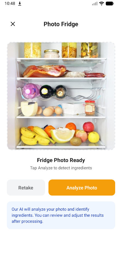 Scan2Meal daily nutrition dashboard showing 0/3573 calories, macronutrient progress bars for Protein, Carbs, and Fats, and options to log food with text or photo.